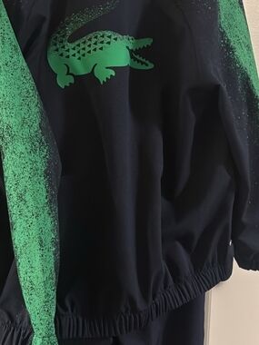 Lacoste Black Jacket with Neon Green Crocodile Accent
